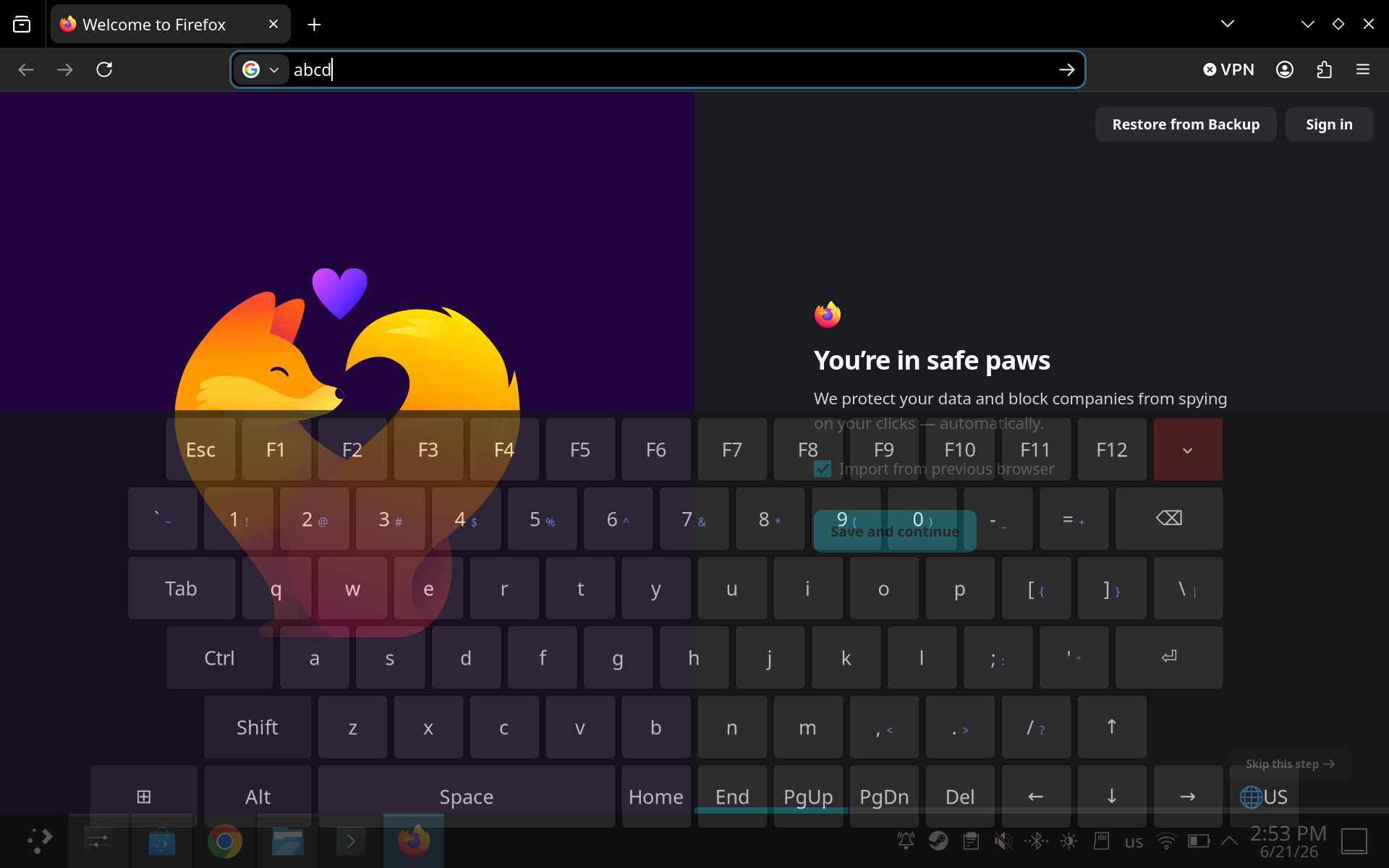 Better Handheld Keyboard over Firefox